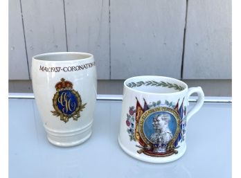 2 Porcelain Coronation Cups Of King George VI By Royal Doulton, May 1937