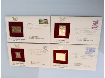 Lot Of 4 Collectable Gold Stamp Replica First Day Of Issue Stamps