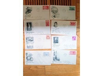 8 Vintage Envelopes, First Day Of Issue, Stamped 1947, 1948 & 1949