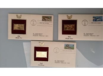 Lot Of 3 Collectable  Gold Stamp Replica First Day Of Issue Stamps