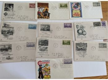 Lot Of 10 First Day Of Issue Stamps From 1951