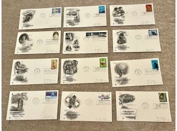 12 Vintage Envelopes, First Day Of Issue, Stamped 1971