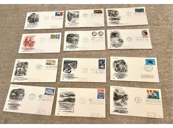 12 Vintage Envelopes, First Day Of Issue, Stamped 1974, 1975, 1976, 1978