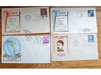 4 Vintage Envelopes, First Day Of Issue, Stamped 1940 From Washington