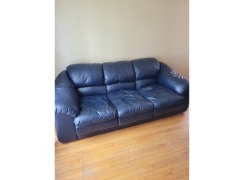 Deep Blue And Vey Plush Leather Couch Set