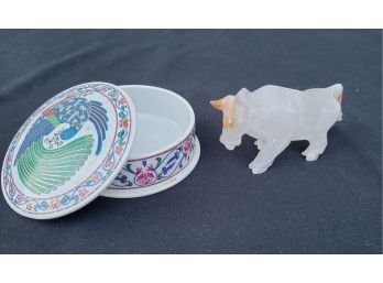 Bull And Porcelain Jewelry Holder