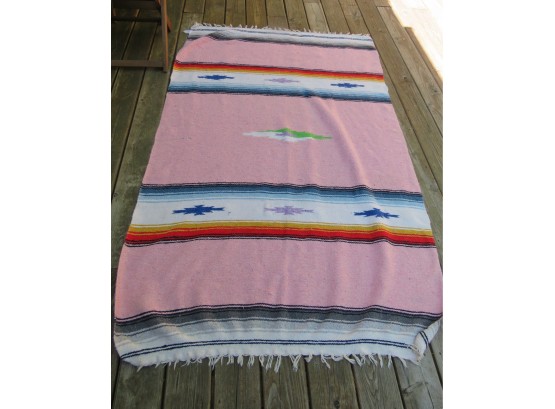 Vintage Val-Mex Mexican  Serape Woven Rug Blanket