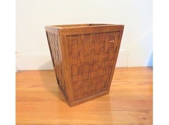 Vintage Mid-century Fieldcrest Woven Wood Waste Basket