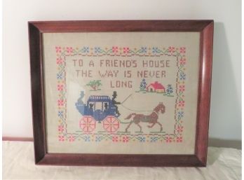 Framed Needlepoint 'To A Friend's House'