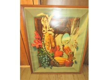 Antique William Ward Beecher Fall Harvest Framed Color Lithograph