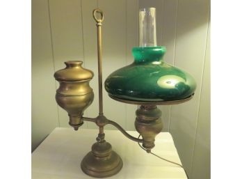 Vintage Green Glass Oil Lamp Student Desk Lamp