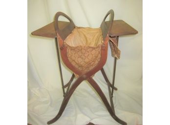 Vintage Sewing Stand Fabric And Wood