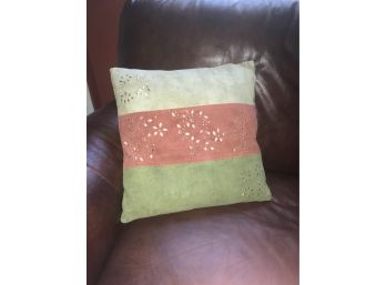 Suede Tri Striped Square Throw Pillow