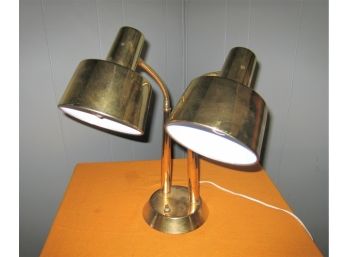 Vintage Mid-century Gold Double Table Lamp
