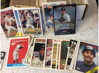 Box Filled With Hundreds Of New York Yankees Baseball Cards