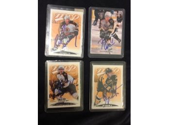 Lot Of 4 Boston Bruins NHL Autographed Hockey Cards