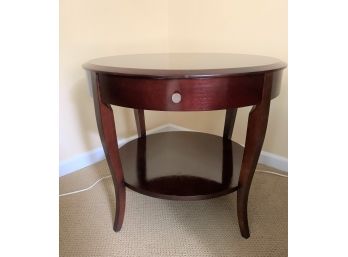 Circular Two Tier Side Table With Single Drawer