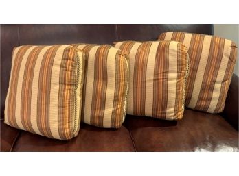 Four Striped Fabric Upholstered Pillows