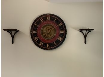 Decorative Wall Clock And Two Shelves