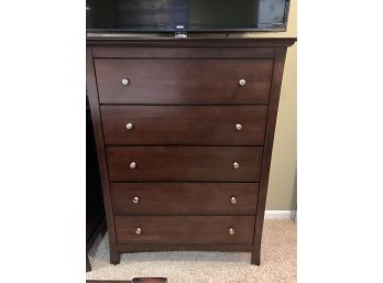 Dark Stained Five Draw Tall Chest