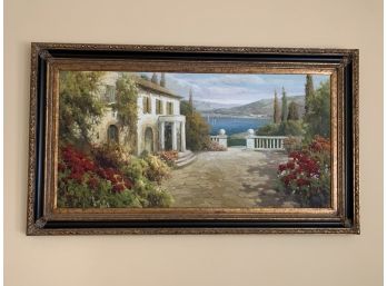 Large Italian Villa Landscape With Lake And Boats