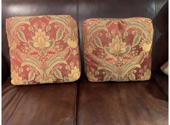 Two Floral Upholstered Down Filled Pillows