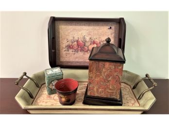 Group Of Decorative Trays & Vessels - Five Pieces