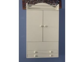 Small Decorative White Ainted Mirror Wall Cabinet