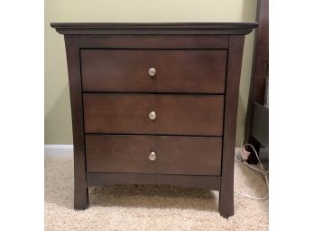 Dark Stained Three Drawer Side Table