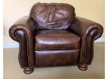 Thomasville Leather Side Chair With Footrest