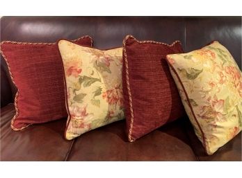 Four Upholstered Down Filled Pillows