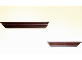 Two Decorated Floating Wall Shelves
