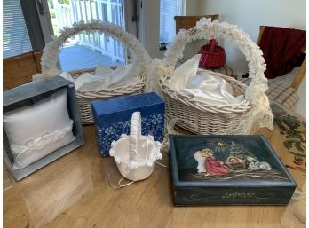 White Baskets, Ring Pillow &  More