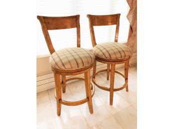 Pair Tall Back  Counter Chairs With Swivel Seat Chairs