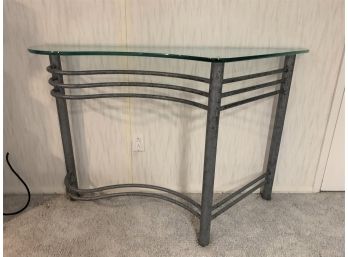 Contemporary Shaped Metal And Glass Console Table