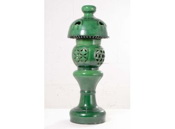 Emerald Green Perforated Majolica Lamp
