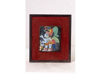 Signed Hand Painted Tile With Mayan Design