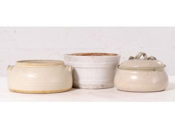 Trio Of Salt Glazed Pottery