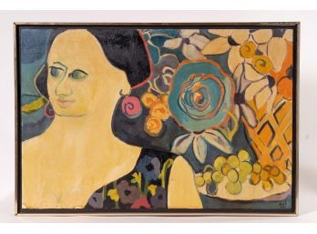 Signed Original Painting Woman & Flowers