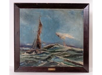 Signed Maritime Scene Oil Painting