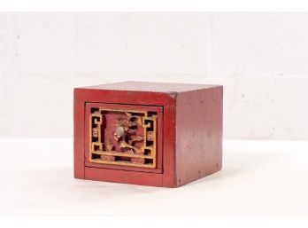 Red Asian Lacquer Jewelry Box