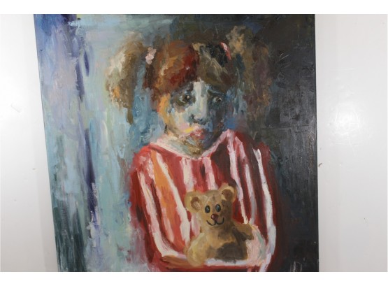 Original Oil On Canvas- Girl With Bear