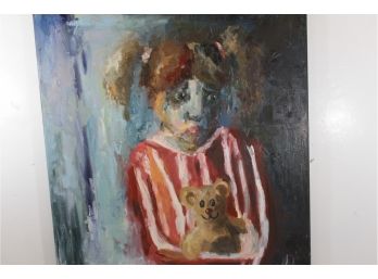Original Oil On Canvas- Girl With Bear