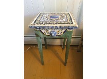 Mosaic Art On A Vintage Side Table.