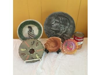 Collection Of 5 Native American Theme Shelf Items.