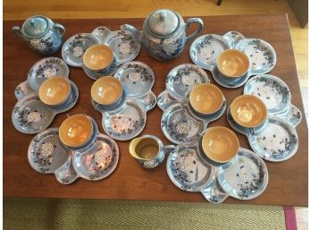 19 Pieces Japanese Luster Ware Porcelain Snack/tea Set Set For 8.