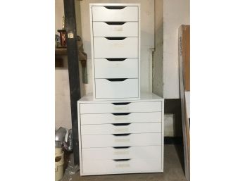 2 Pieces Of White Small Chest Of Drawers. Great For Office, Art And Craft And More Storage.