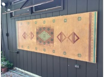 Very Unique Large Navajo Motifs Painted Solid Wood, Outdoor/indoor Wall Hanging.