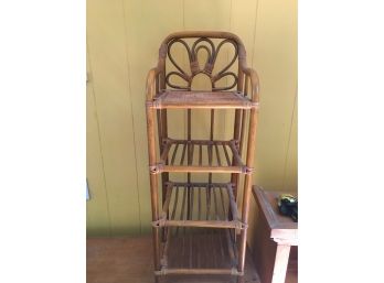 Vintage MCM Bamboo And Wicker Small Shelf Unit.