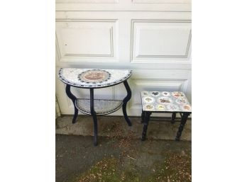 Pair Of Mosaic Art  Side Table.